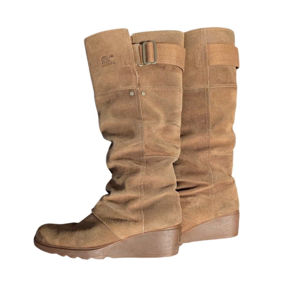 Sorel Women's Brown Suede Shouched Knee High Boots 8.5